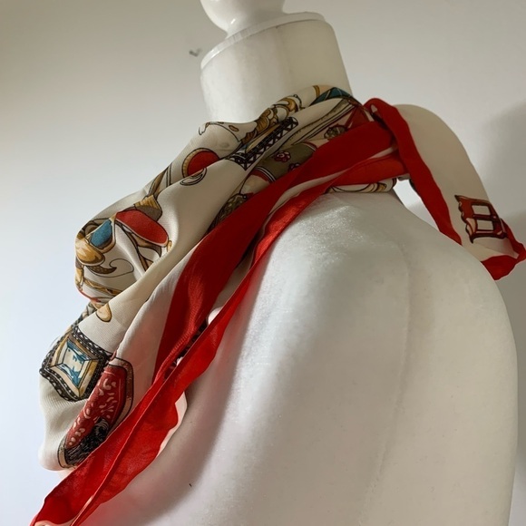 NWT Petit moments red scarf red, blue gold - Picture 7 of 7